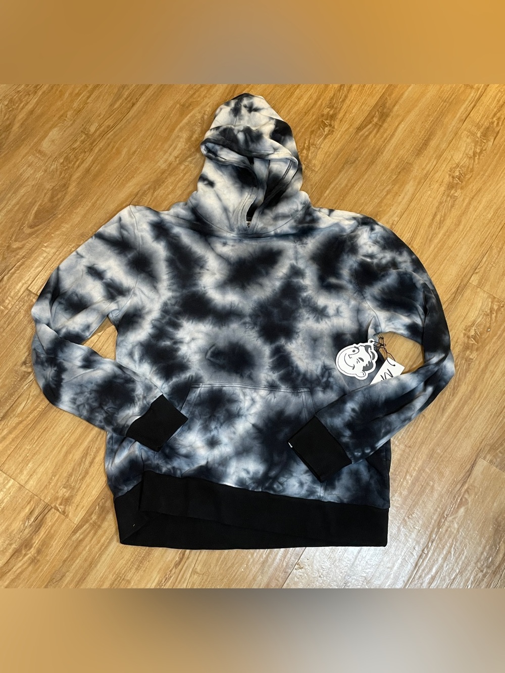 NEW W/TAGS Mr. Swim Stone Wash Ocean Combo Tie-Dye Hoodie, Black &White, XL